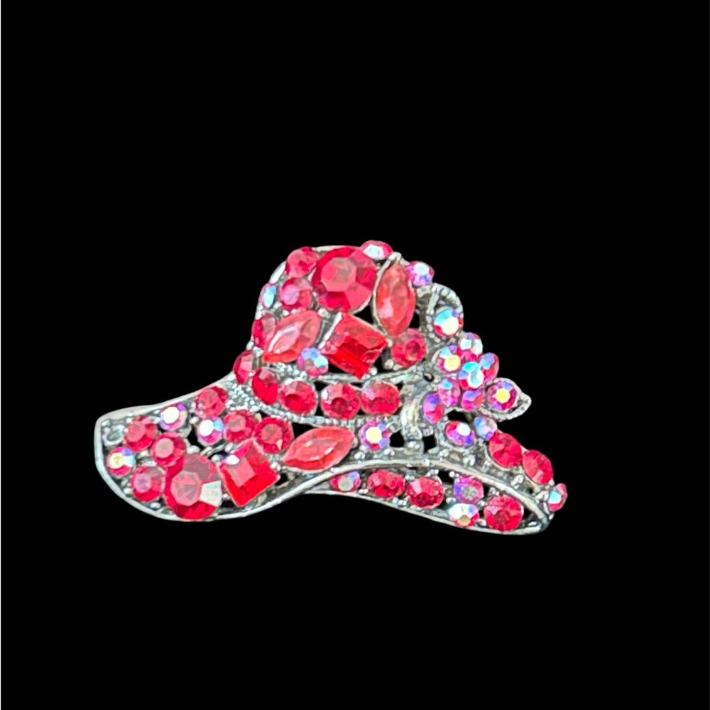 Elegant Red and Silver Women's Brooch